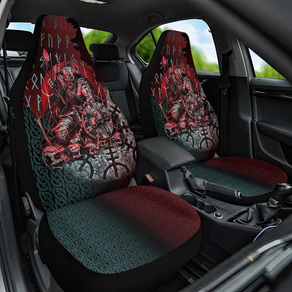 Viking Warrior Car Seat Cover with Runes and Blood Battle Scene Norse Valor Tribute - Wonder Print Shop
