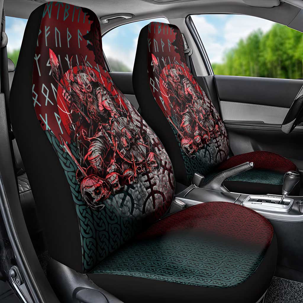 Viking Warrior Car Seat Cover with Runes and Blood Battle Scene Norse Valor Tribute - Wonder Print Shop