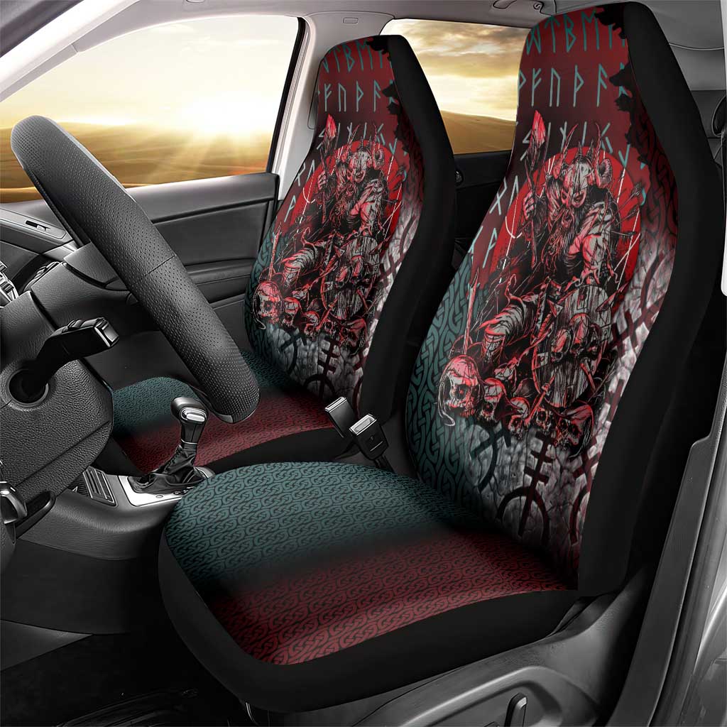 Viking Warrior Car Seat Cover with Runes and Blood Battle Scene Norse Valor Tribute - Wonder Print Shop