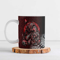 Viking Warrior Ceramic Mug with Runes and Blood Battle Scene Norse Valor Tribute - Wonder Print Shop
