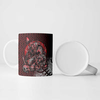 Viking Warrior Ceramic Mug with Runes and Blood Battle Scene Norse Valor Tribute - Wonder Print Shop