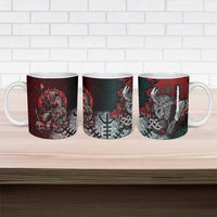 Viking Warrior Ceramic Mug with Runes and Blood Battle Scene Norse Valor Tribute - Wonder Print Shop