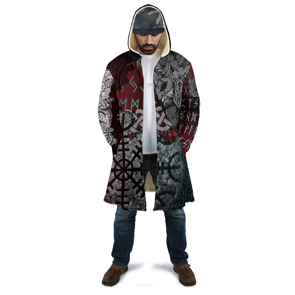 Viking Warrior Cloak with Runes and Blood Battle Scene Norse Valor Tribute - Wonder Print Shop