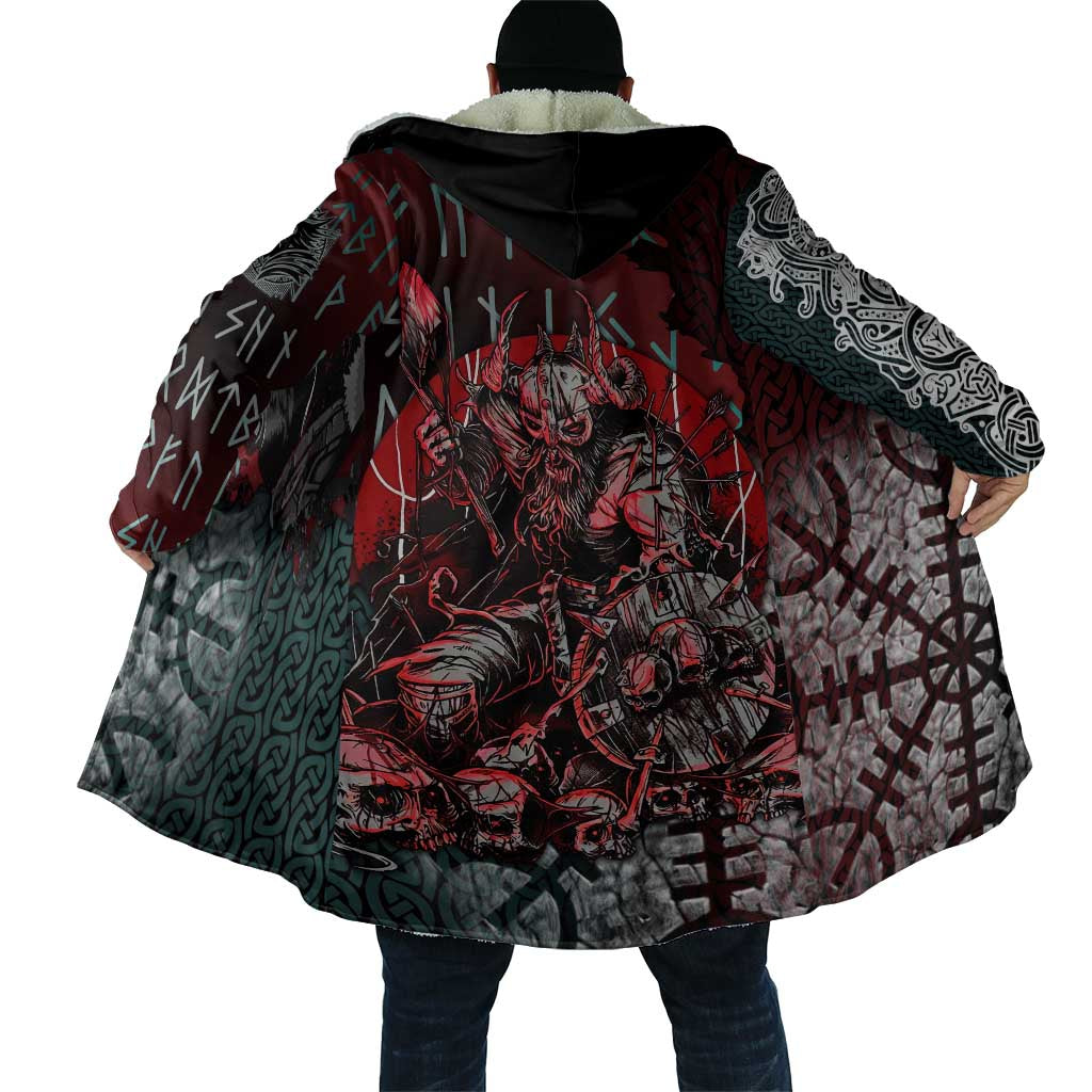 Viking Warrior Cloak with Runes and Blood Battle Scene Norse Valor Tribute - Wonder Print Shop