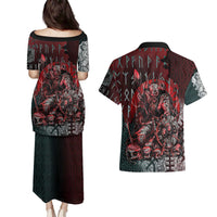 Viking Warrior Couples Matching Puletasi and Hawaiian Shirt with Runes and Blood Battle Scene Norse Valor Tribute - Wonder Print Shop