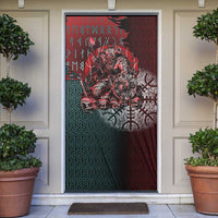 Viking Warrior Door Cover with Runes and Blood Battle Scene Norse Valor Tribute - Wonder Print Shop