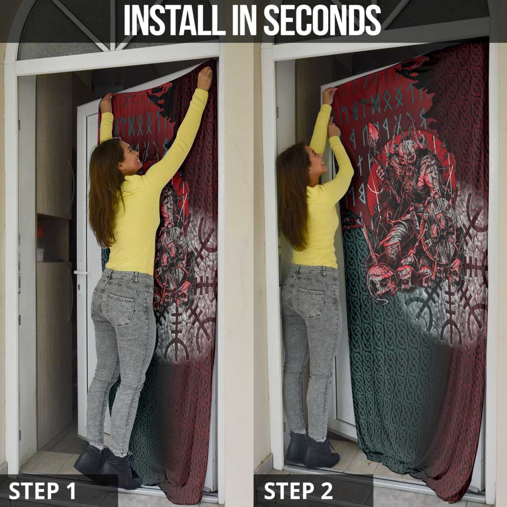 Viking Warrior Door Cover with Runes and Blood Battle Scene Norse Valor Tribute - Wonder Print Shop