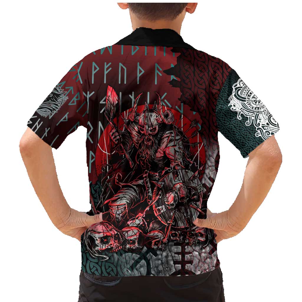 Viking Warrior Family Matching Mermaid Dress and Hawaiian Shirt with Runes and Blood Battle Scene Norse Valor Tribute - Wonder Print Shop