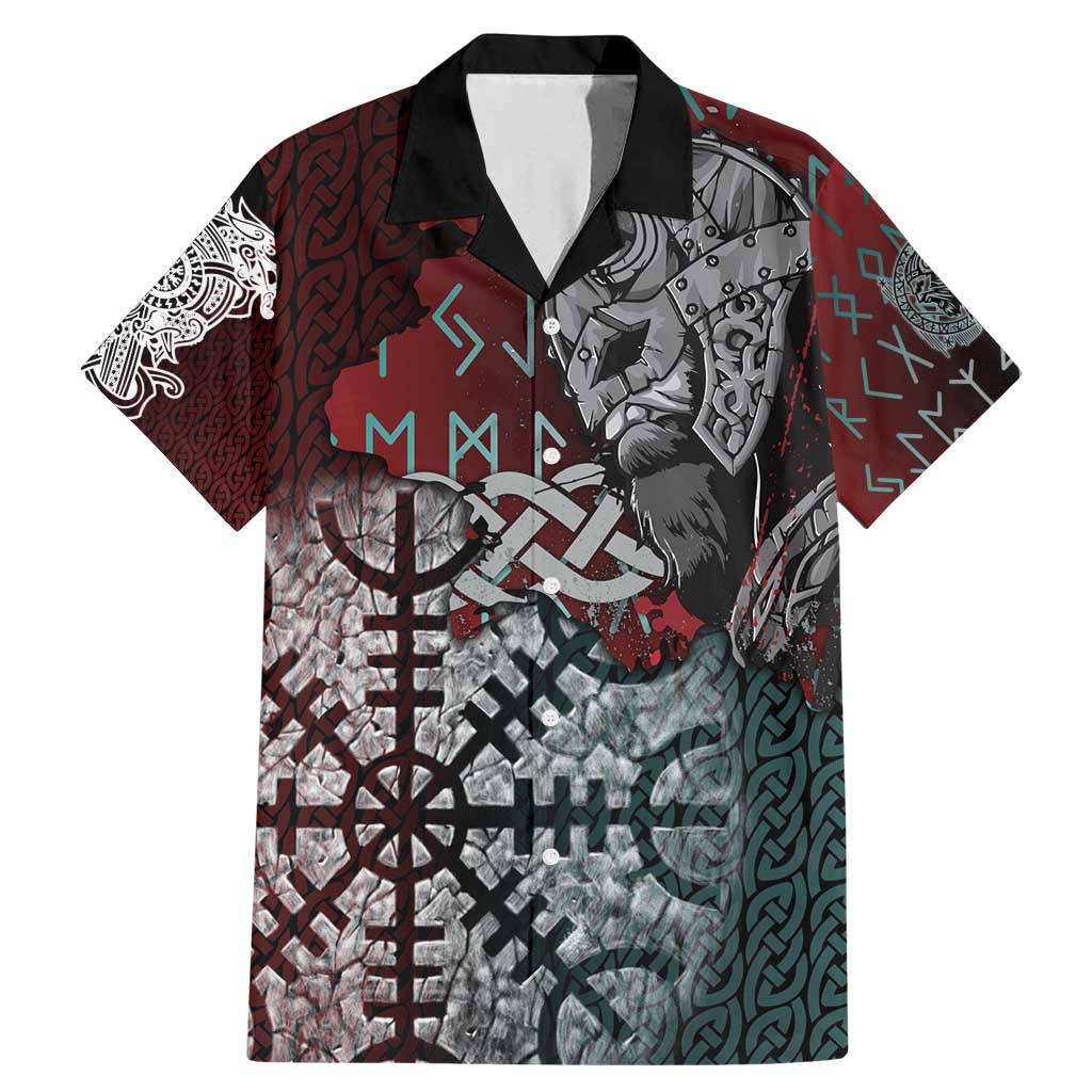 Viking Warrior Family Matching Mermaid Dress and Hawaiian Shirt with Runes and Blood Battle Scene Norse Valor Tribute - Wonder Print Shop