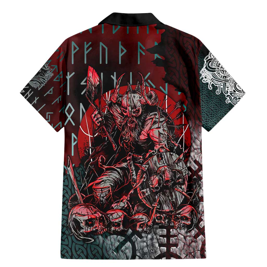Viking Warrior Family Matching Mermaid Dress and Hawaiian Shirt with Runes and Blood Battle Scene Norse Valor Tribute - Wonder Print Shop