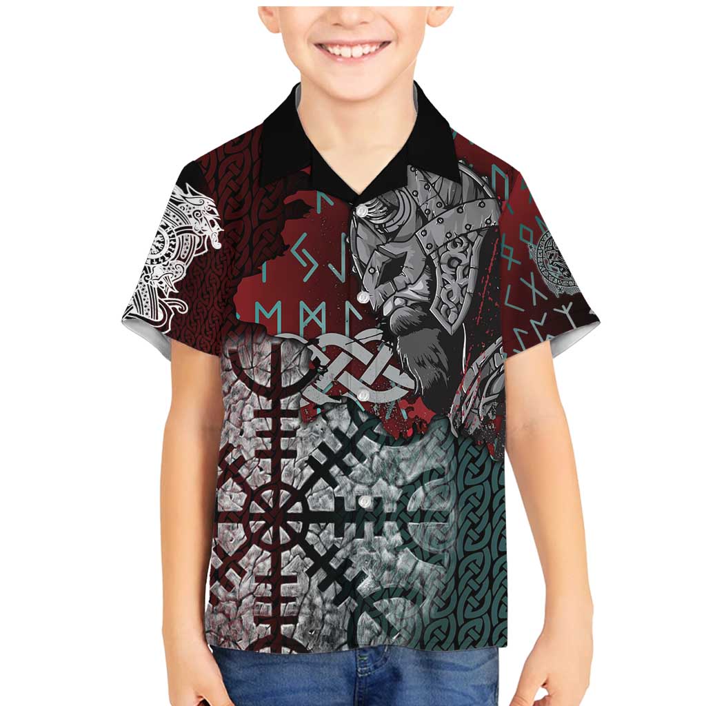 Viking Warrior Family Matching Mermaid Dress and Hawaiian Shirt with Runes and Blood Battle Scene Norse Valor Tribute - Wonder Print Shop