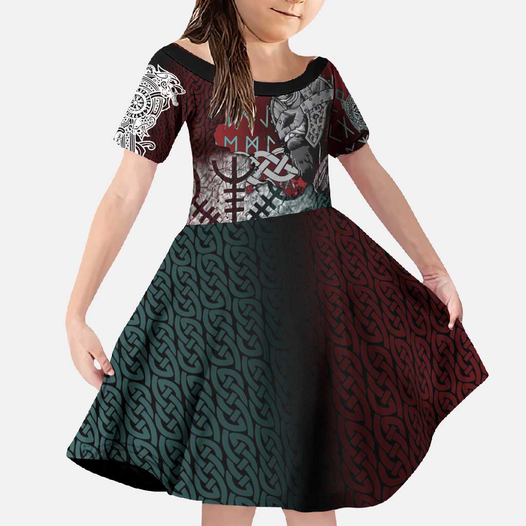 Viking Warrior Family Matching Tank Maxi Dress and Hawaiian Shirt with Runes and Blood Battle Scene Norse Valor Tribute - Wonder Print Shop