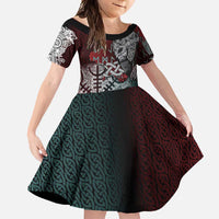 Viking Warrior Family Matching Tank Maxi Dress and Hawaiian Shirt with Runes and Blood Battle Scene Norse Valor Tribute - Wonder Print Shop
