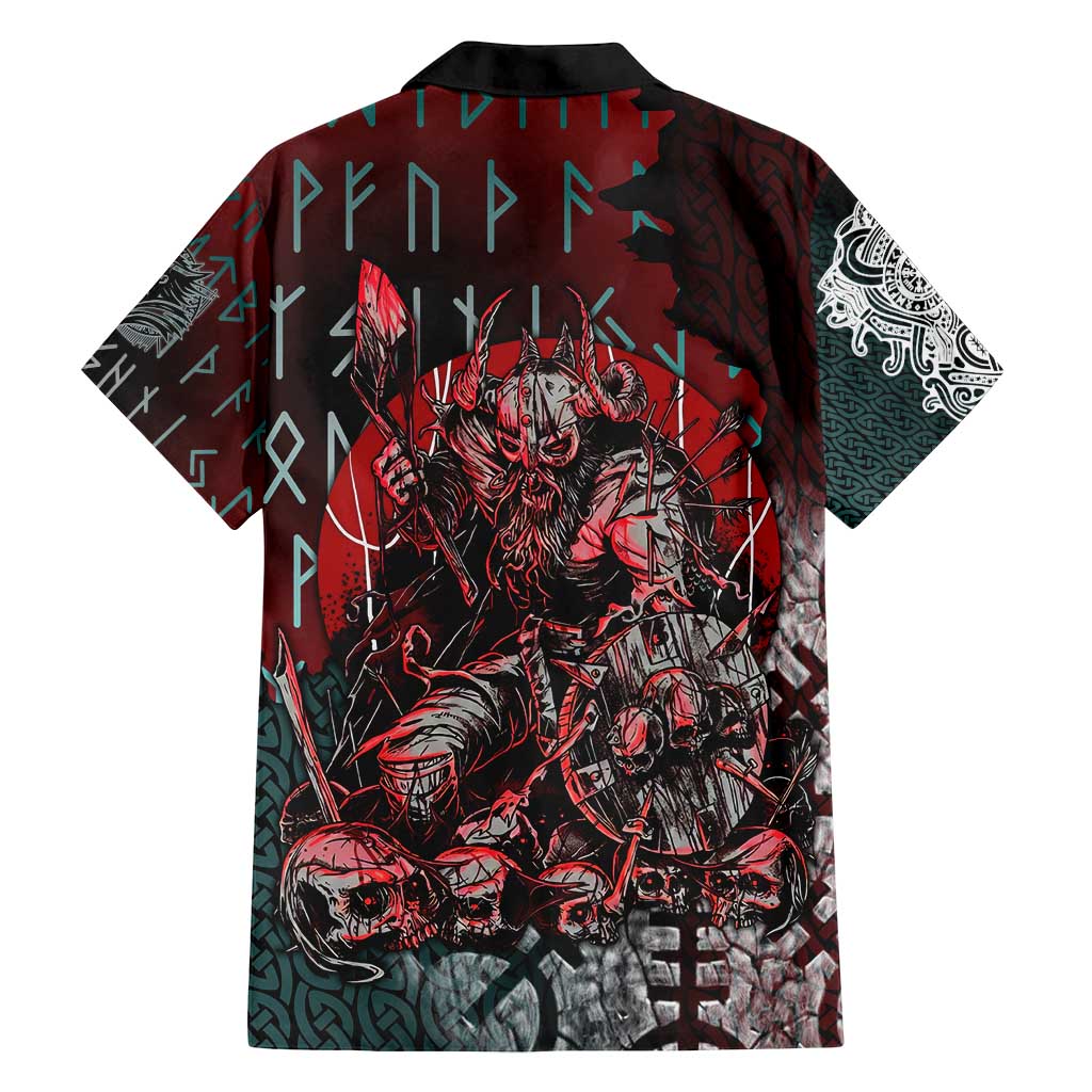 Viking Warrior Family Matching Tank Maxi Dress and Hawaiian Shirt with Runes and Blood Battle Scene Norse Valor Tribute - Wonder Print Shop