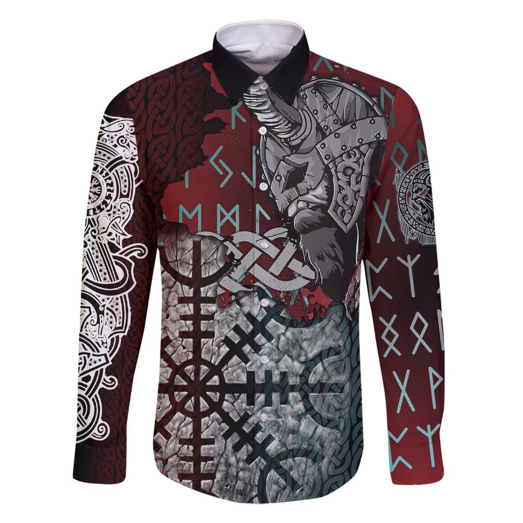 Viking Warrior Family Matching Tank Maxi Dress and Hawaiian Shirt with Runes and Blood Battle Scene Norse Valor Tribute - Wonder Print Shop