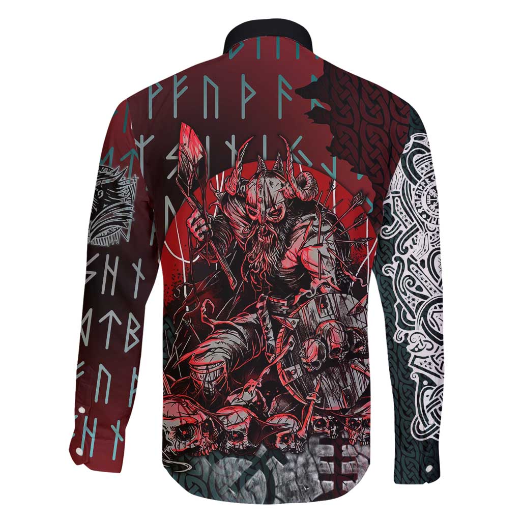 Viking Warrior Family Matching Tank Maxi Dress and Hawaiian Shirt with Runes and Blood Battle Scene Norse Valor Tribute - Wonder Print Shop