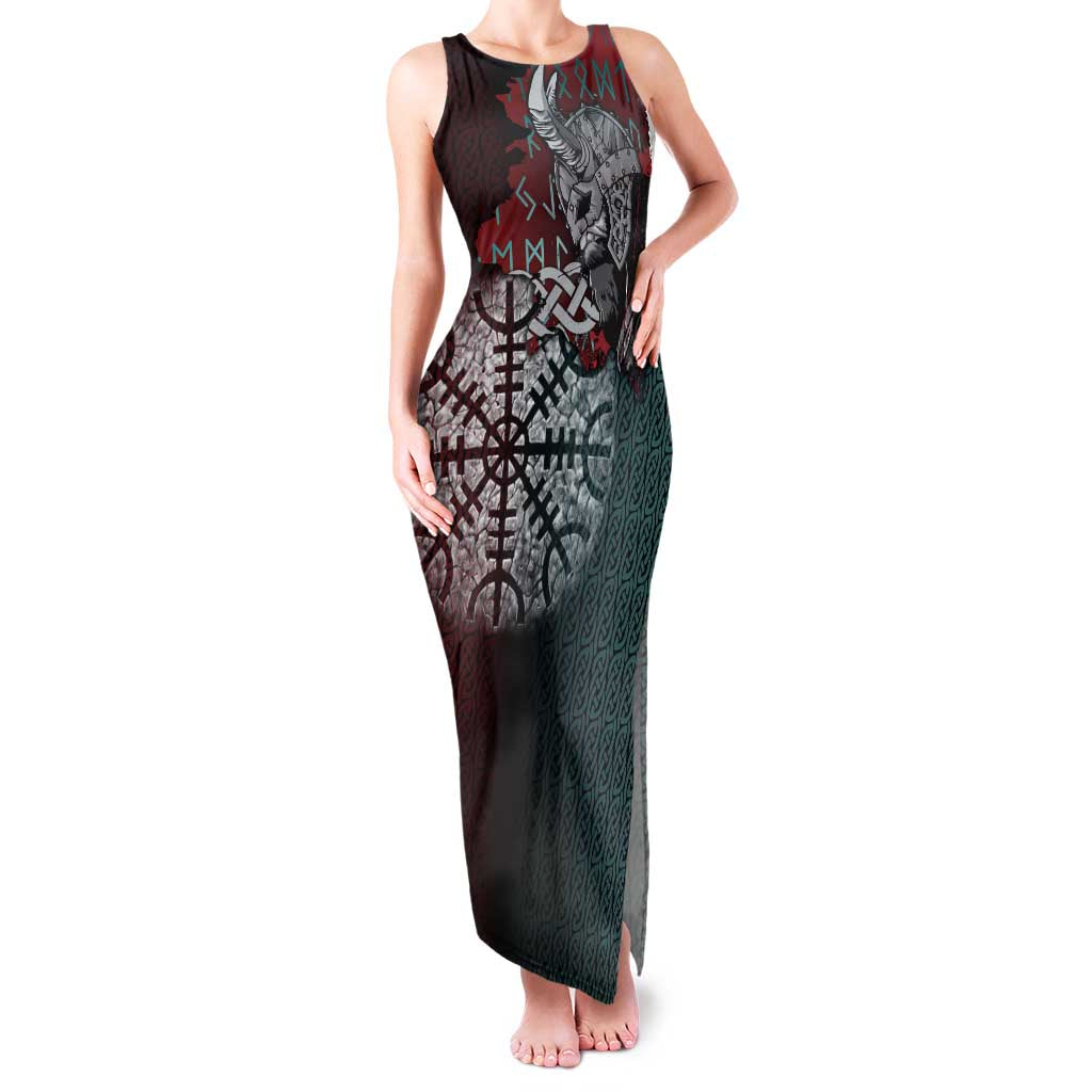 Viking Warrior Family Matching Tank Maxi Dress and Hawaiian Shirt with Runes and Blood Battle Scene Norse Valor Tribute - Wonder Print Shop
