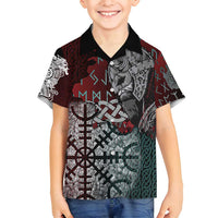 Viking Warrior Family Matching Tank Maxi Dress and Hawaiian Shirt with Runes and Blood Battle Scene Norse Valor Tribute - Wonder Print Shop
