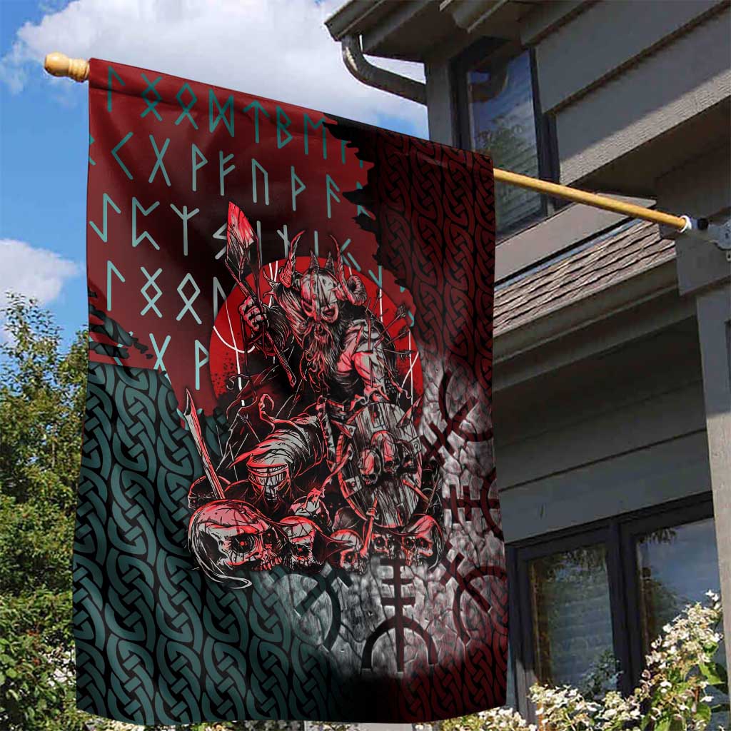 Viking Warrior Garden Flag with Runes and Blood Battle Scene Norse Valor Tribute - Wonder Print Shop