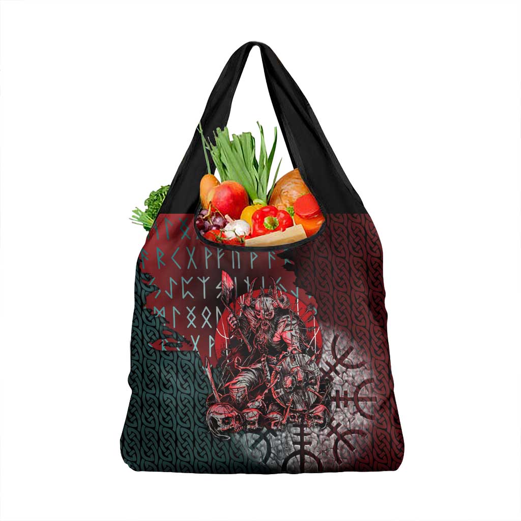 Viking Warrior Grocery Bag with Runes and Blood Battle Scene Norse Valor Tribute - Wonder Print Shop