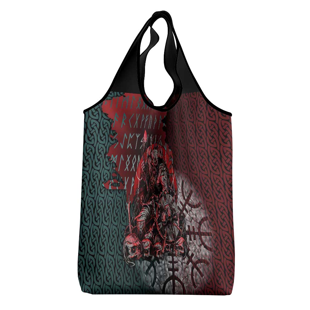 Viking Warrior Grocery Bag with Runes and Blood Battle Scene Norse Valor Tribute - Wonder Print Shop