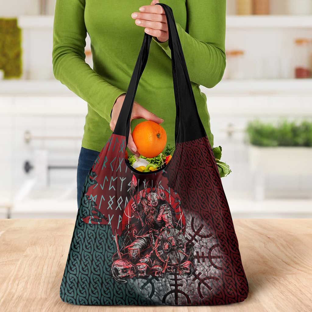 Viking Warrior Grocery Bag with Runes and Blood Battle Scene Norse Valor Tribute - Wonder Print Shop