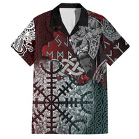 Viking Warrior Hawaiian Shirt with Runes and Blood Battle Scene Norse Valor Tribute - Wonder Print Shop