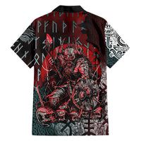Viking Warrior Hawaiian Shirt with Runes and Blood Battle Scene Norse Valor Tribute - Wonder Print Shop