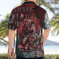 Viking Warrior Hawaiian Shirt with Runes and Blood Battle Scene Norse Valor Tribute - Wonder Print Shop