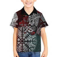 Viking Warrior Hawaiian Shirt with Runes and Blood Battle Scene Norse Valor Tribute - Wonder Print Shop