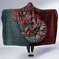 Viking Warrior Hooded Blanket with Runes and Blood Battle Scene Norse Valor Tribute - Wonder Print Shop