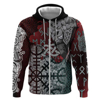 Viking Warrior Hoodie with Runes and Blood Battle Scene Norse Valor Tribute - Wonder Print Shop
