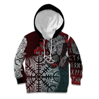 Viking Warrior Kid Hoodie with Runes and Blood Battle Scene Norse Valor Tribute - Wonder Print Shop
