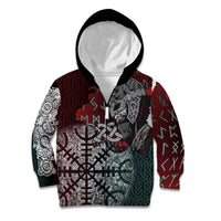 Viking Warrior Kid Hoodie with Runes and Blood Battle Scene Norse Valor Tribute - Wonder Print Shop