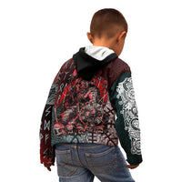 Viking Warrior Kid Hoodie with Runes and Blood Battle Scene Norse Valor Tribute - Wonder Print Shop