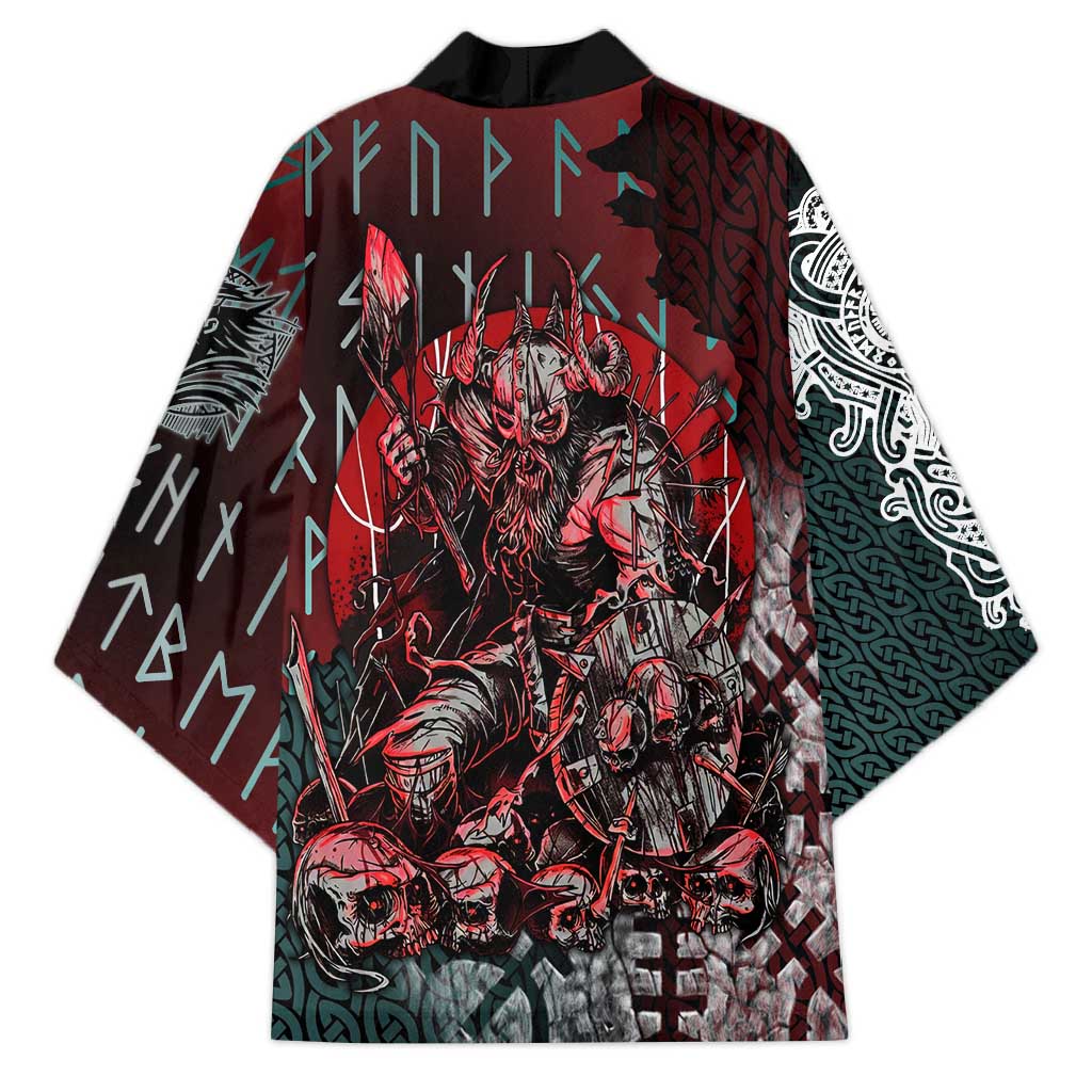 Viking Warrior Kimono with Runes and Blood Battle Scene Norse Valor Tribute - Wonder Print Shop