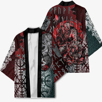 Viking Warrior Kimono with Runes and Blood Battle Scene Norse Valor Tribute - Wonder Print Shop