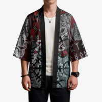 Viking Warrior Kimono with Runes and Blood Battle Scene Norse Valor Tribute - Wonder Print Shop