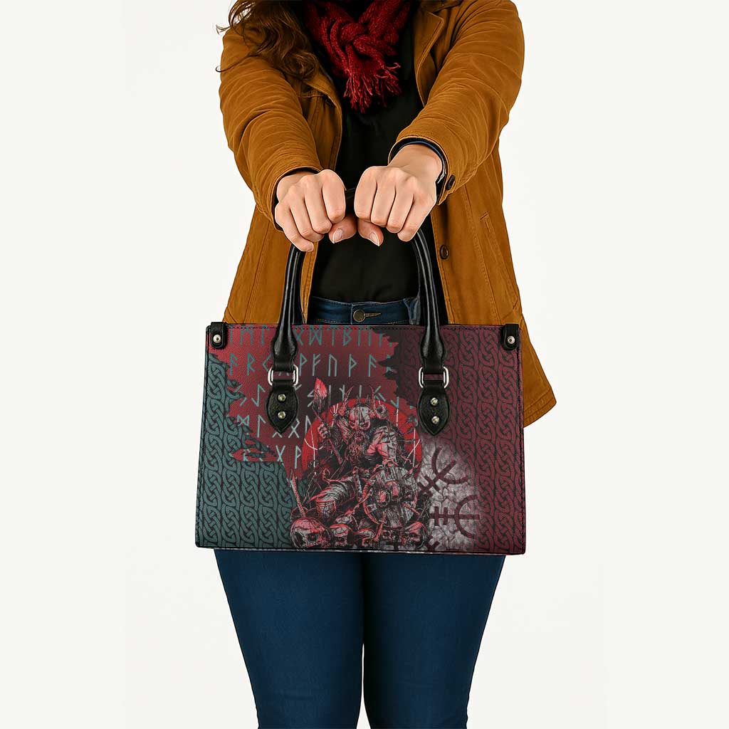 Viking Warrior Leather Bag with Runes and Blood Battle Scene Norse Valor Tribute - Wonder Print Shop