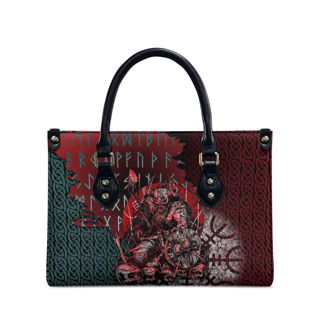Viking Warrior Leather Bag with Runes and Blood Battle Scene Norse Valor Tribute - Wonder Print Shop