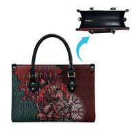 Viking Warrior Leather Bag with Runes and Blood Battle Scene Norse Valor Tribute - Wonder Print Shop