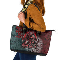 Viking Warrior Leather Tote Bag with Runes and Blood Battle Scene Norse Valor Tribute - Wonder Print Shop