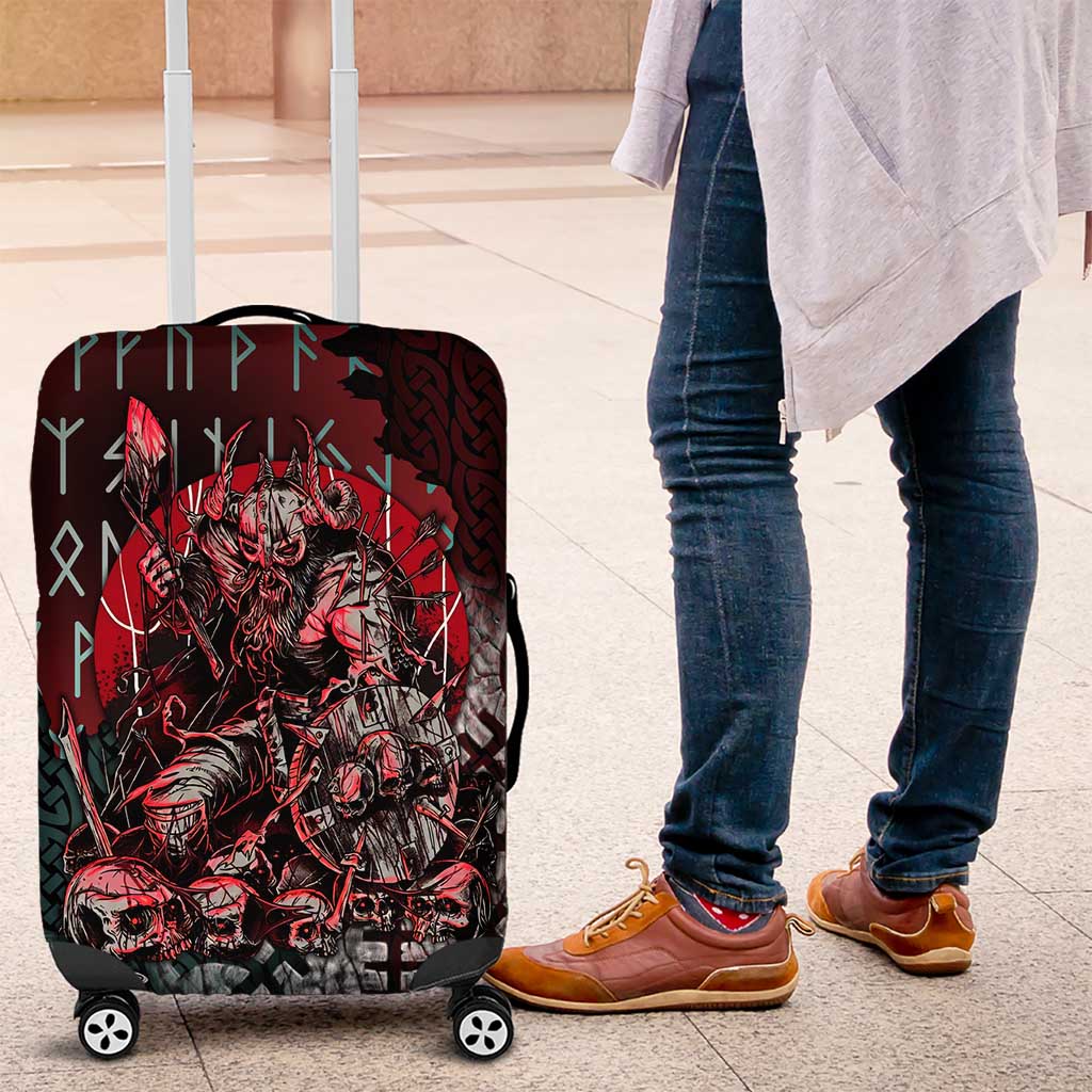 Viking Warrior Luggage Cover with Runes and Blood Battle Scene Norse Valor Tribute - Wonder Print Shop