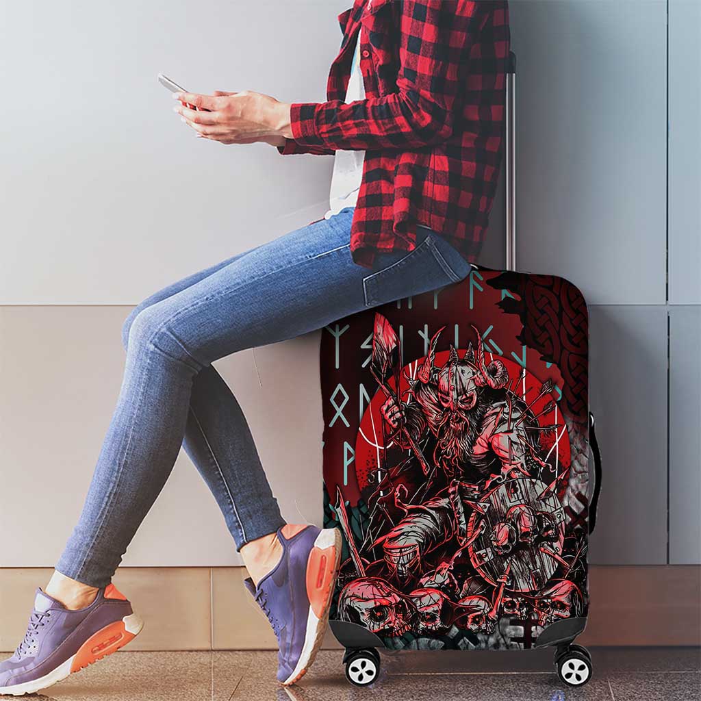 Viking Warrior Luggage Cover with Runes and Blood Battle Scene Norse Valor Tribute - Wonder Print Shop