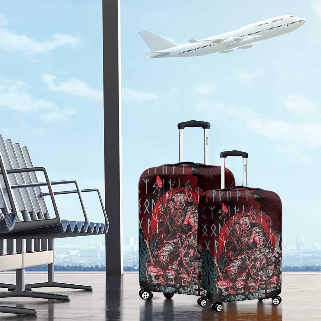 Viking Warrior Luggage Cover with Runes and Blood Battle Scene Norse Valor Tribute - Wonder Print Shop