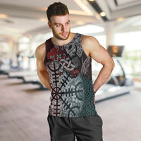 Viking Warrior Men Tank Top with Runes and Blood Battle Scene Norse Valor Tribute - Wonder Print Shop