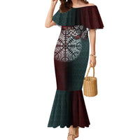 Viking Warrior Mermaid Dress with Runes and Blood Battle Scene Norse Valor Tribute - Wonder Print Shop