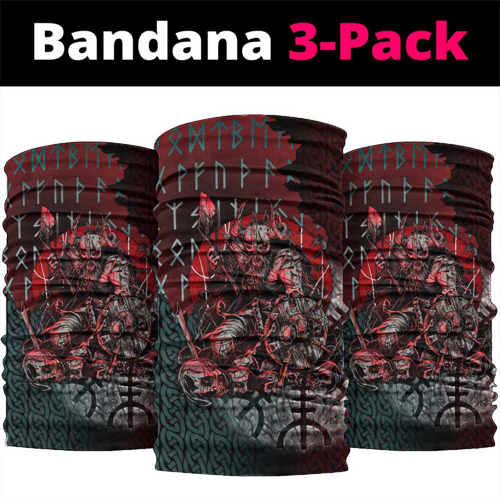Viking Warrior Neck Gaiter with Runes and Blood Battle Scene Norse Valor Tribute - Wonder Print Shop