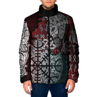 Viking Warrior Padded Jacket with Runes and Blood Battle Scene Norse Valor Tribute - Wonder Print Shop
