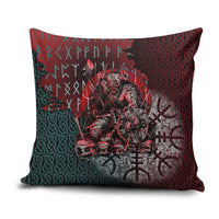 Viking Warrior Pillow Cover with Runes and Blood Battle Scene Norse Valor Tribute - Wonder Print Shop
